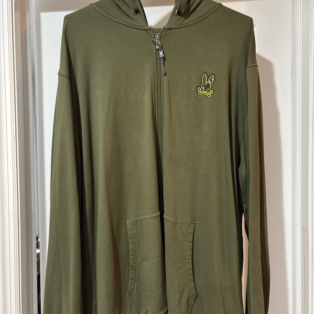 Green Psycho Bunny  Zip-Up Hoodie with Embroidered Logo